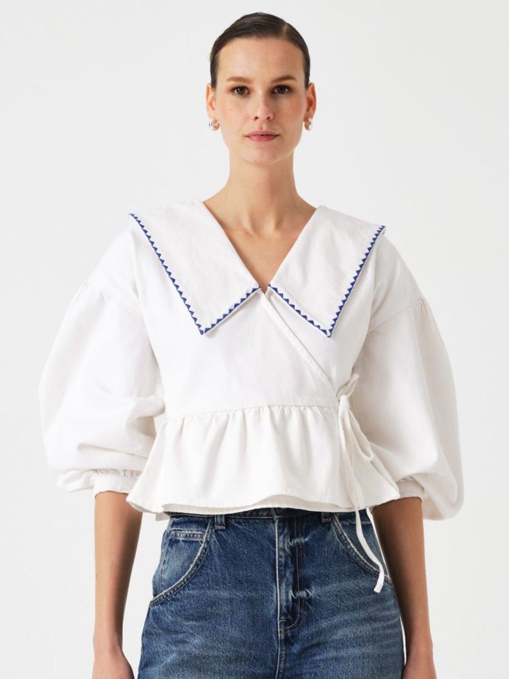Seventy + Mochi Nour Blouse in White. Size S. New with tags